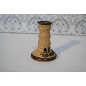 Tonala Candle Tiny Holder Mexican Pottery Hand Painted Sandstone Cancun